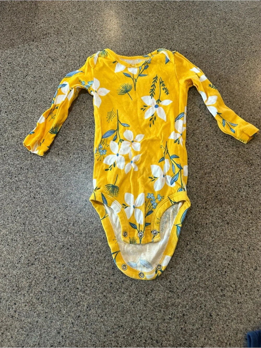 Yellow Floral Long-Sleeve Baby One-Piece Bodysuit